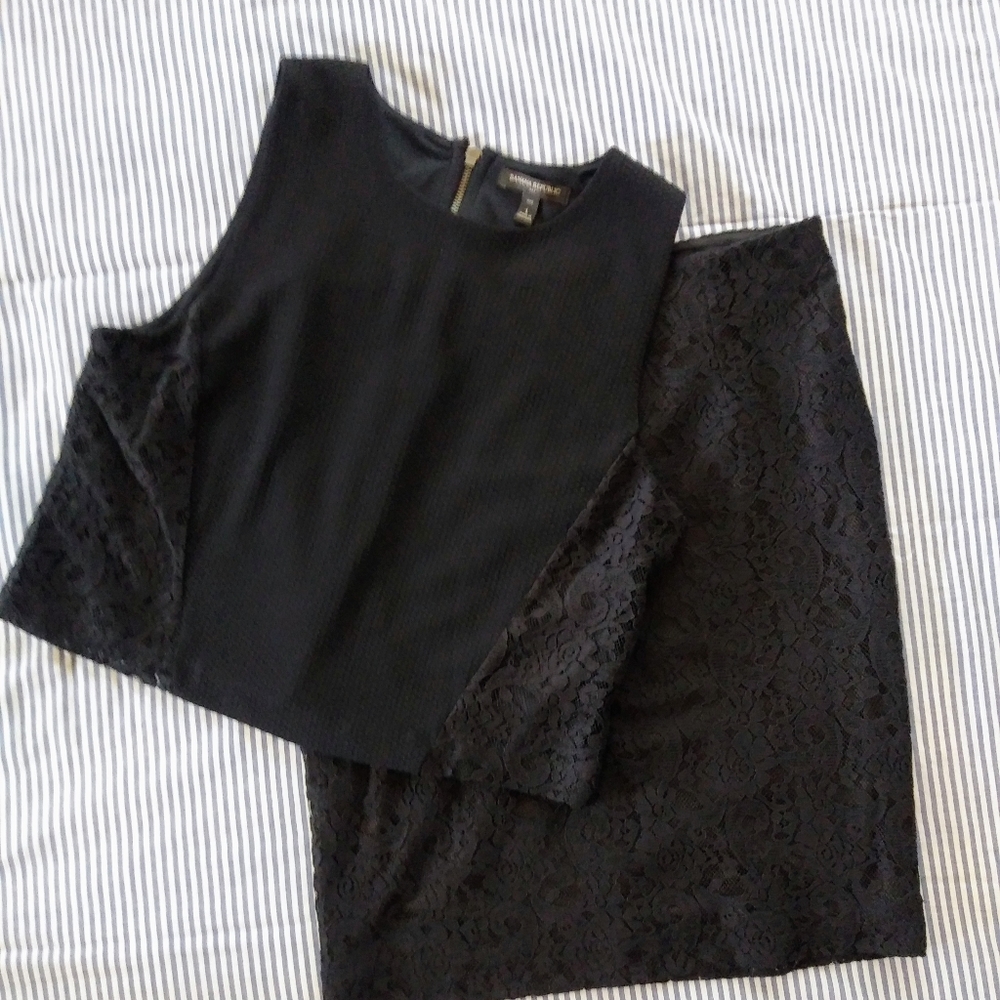 Black Lace Pencil Skirt & Matching Sleeveless Top